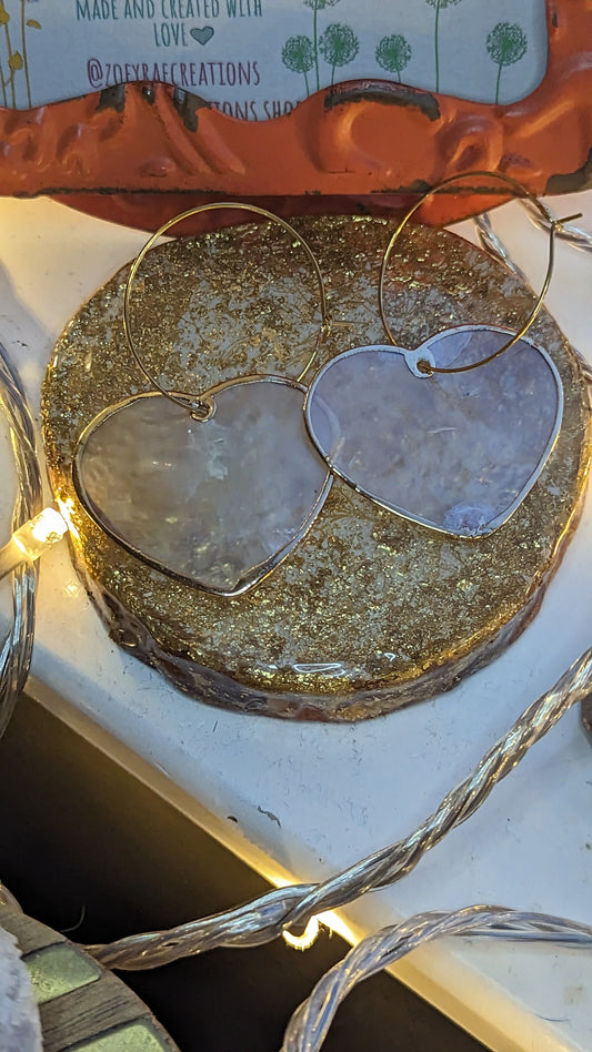 Shell heart hoop earrings