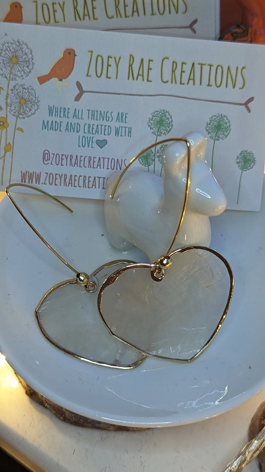Shell heart dangle earrings
