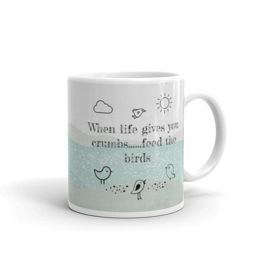 White glossy mug, Birds