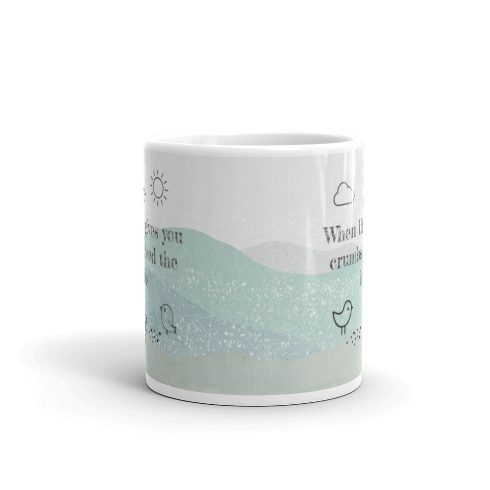 White glossy mug, Birds