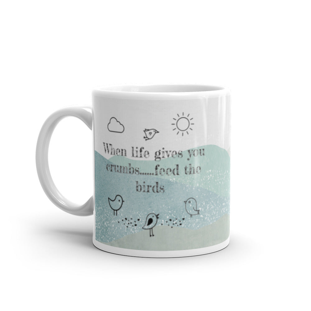 White glossy mug, Birds