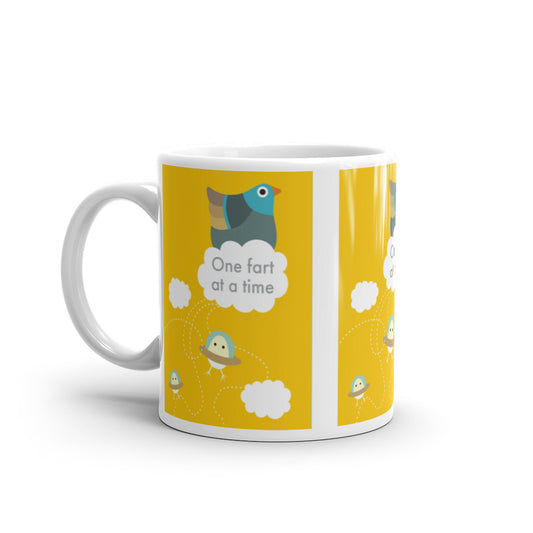 White glossy mug, Bird