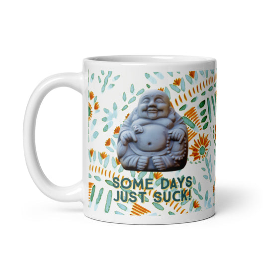 White glossy mug, Budha