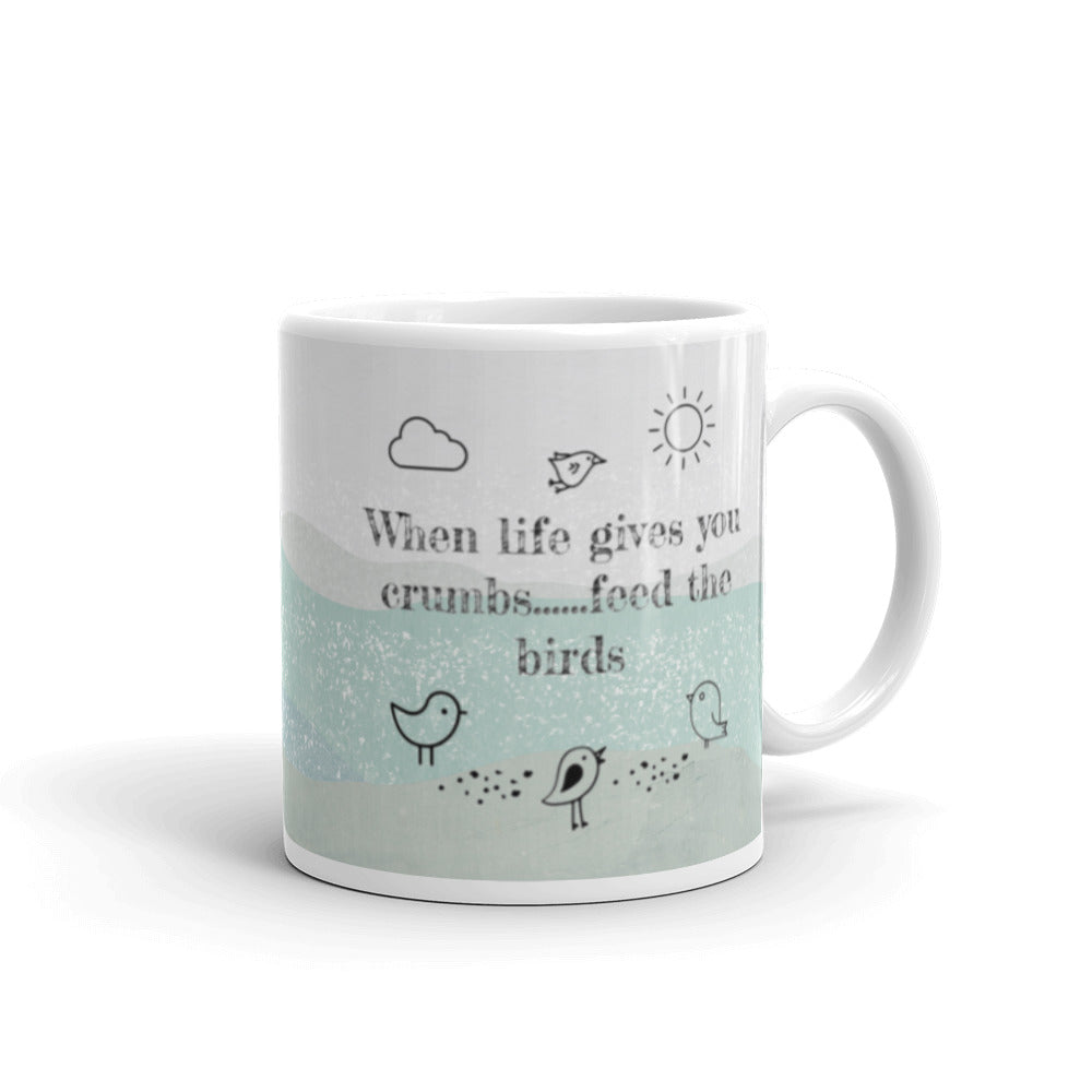 White glossy mug, Birds