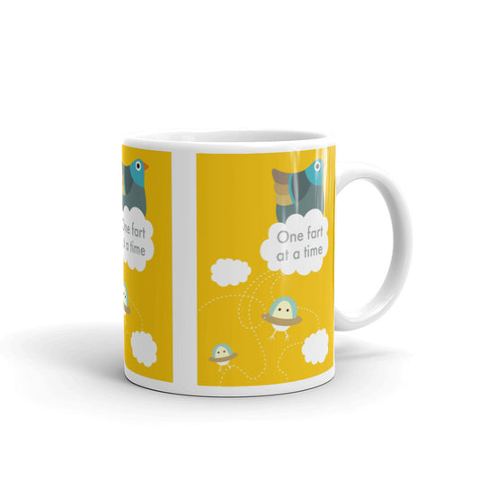 White glossy mug, Bird