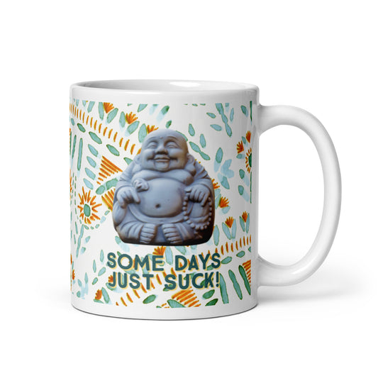 White glossy mug, Budha